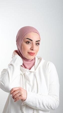 Gül Kurusu Pratik Hazır Geçmeli Tesettür Bone Sandy Kumaş Spor Hijab 2113_18