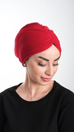 Kırmızı Pratik Hazır Geçmeli Tesettür Bone Fukuro Simli Büzgülü 2116_31