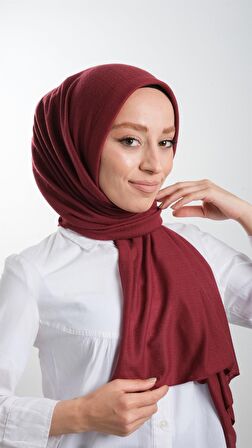 Bordo Pratik Hazır Geçmeli Tesettür Şal Örme Kumaş Sade 2118_16
