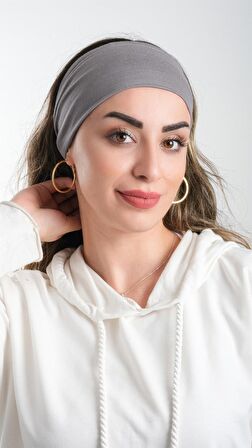 Gri Pratik Hazır Geçmeli Tesettür Bone Viskon Kumaş Sade 3007_15