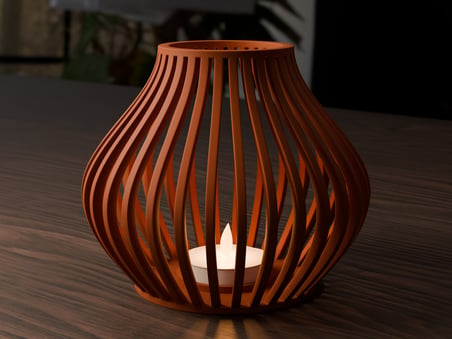 HOBİBAHÇEM Oluklu Dalga Formlu Fener Tealight Mumluk Heykelsi Dekoratif Mum Tutucu HB006