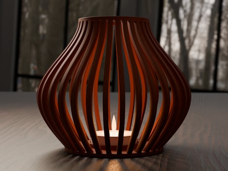 HOBİBAHÇEM Oluklu Dalga Formlu Fener Tealight Mumluk Heykelsi Dekoratif Mum Tutucu HB006