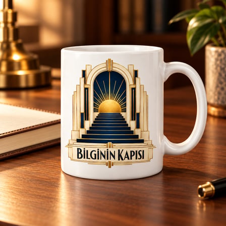HOBİBAHÇEM Bilginin Kapısı Tasarımlı Porselen Kupa - MODEL 683 HB006