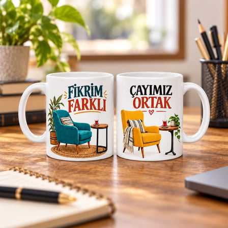 HOBİBAHÇEM Ortak Masa 2'li Porselen Kupa Seti - MODEL 757 HB006