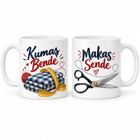 HOBİBAHÇEM Kestik Biçtik 2'li Porselen Kupa Seti - MODEL 500 HB006