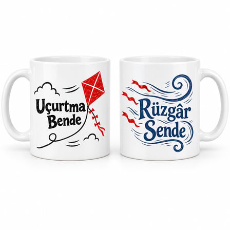 HOBİBAHÇEM Birlikte Uçururuz 2'li Porselen Kupa Seti - MODEL 501 HB006