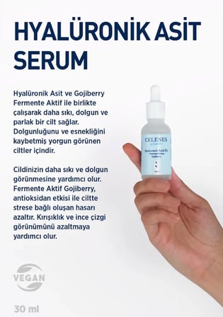 HOBİBAHÇEM Celenes Yoğun Nemlendirici ve Cilt Yenileyici Rena Hyaluronic Asit Serum - Fermante Aktif Gojiberry 30 ml HB006
