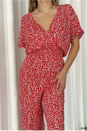 HOBİBAHÇEM Tül Kruvaze Tulum Kollu Kısa Yaka Kumaş · Renk: Çok Renkli · Beden: L HB006