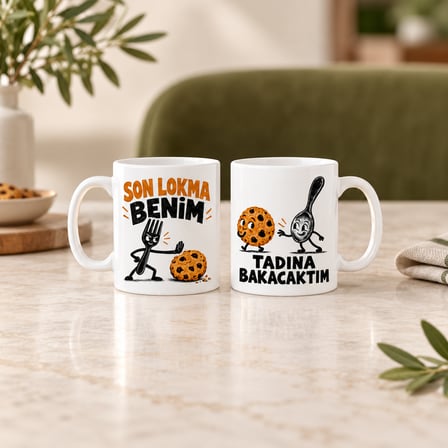 HOBİBAHÇEM Son Lokma 2'li Porselen Kupa Seti - MODEL 796 HB006