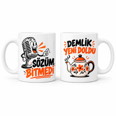 HOBİBAHÇEM Söz Sırası 2'li Porselen Kupa Seti - MODEL 844 HB006