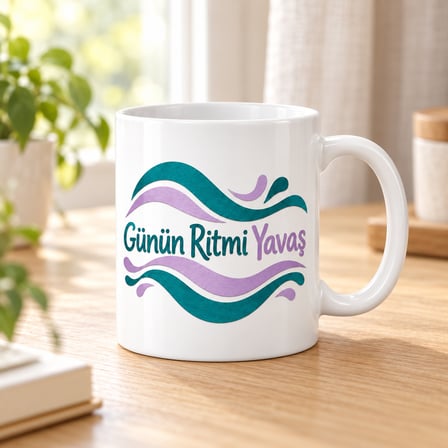 HOBİBAHÇEM Günün Ritmi Yavaş Tasarımlı Porselen Kupa - MODEL 565 HB006