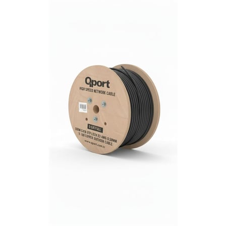 QPORT Q-CATFULL 500 M LSZH CAT6 OUTDOOR 23AWG 0.58MM %100 BAKIR SİYAH KABLO HB006