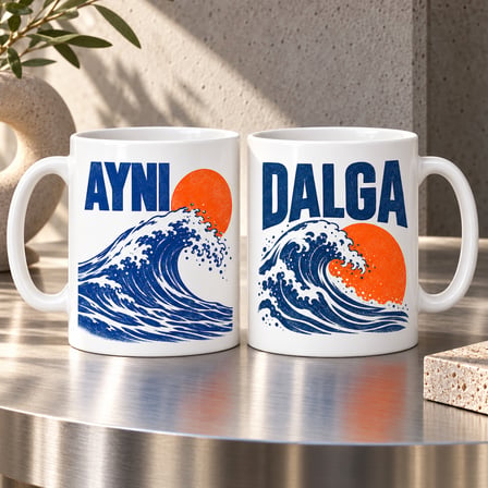 HOBİBAHÇEM Aynı Dalga 2'li Porselen Kupa Seti - MODEL 691 HB006