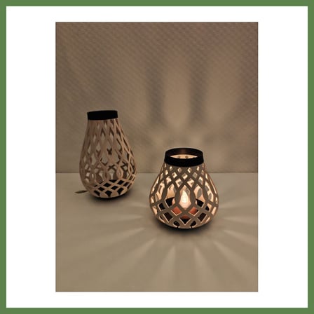 HOBİBAHÇEM Modern Izgara Desenli Rüzgar Feneri Tealight Mumluk Dekoratif Mum Tutucu HB006