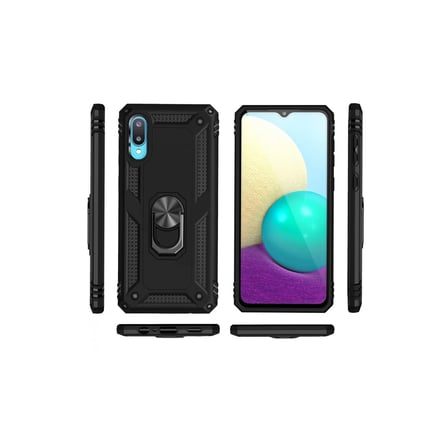 HOBİBAHÇEM Samsung Galaxy A02 Kılıf Sofya Yüzüklü Silikon Kapak - Siyah HB006