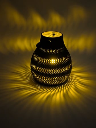 HOBİBAHÇEM Dalga Desenli Tealight Mumluk Modern LED Mum Tutucu Dekoratif Işıklı HB006