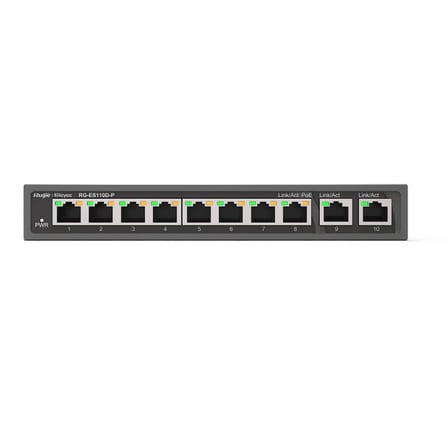 RUIJIE REYEE RG-ES110D-P 8 PORT 10/100 + 2X GIGABIT RJ45 UPLINK METAL KASA 110W POE SWITCH HB006