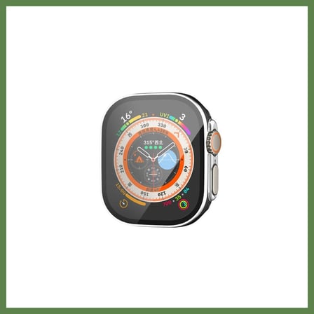 HOBİBAHÇEM Watch Ultra 49mm Legend Camlı Kasa Ekran Koruyucu - Siyah-Gümüş HB006