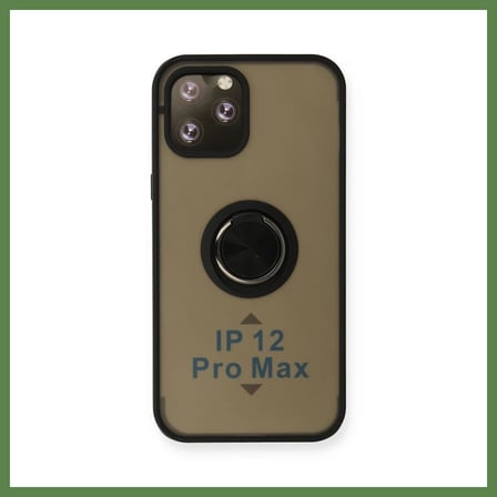 HOBİBAHÇEM iPhone 12 Pro Max Kılıf Montreal Yüzüklü Silikon Kapak - Siyah HB006
