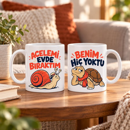 HOBİBAHÇEM Pazar Ritmi 2'li Porselen Kupa Seti - MODEL 852 HB006
