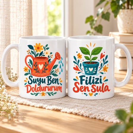 HOBİBAHÇEM Küçük Bahçıvanlar 2'li Porselen Kupa Seti - MODEL 655 HB006