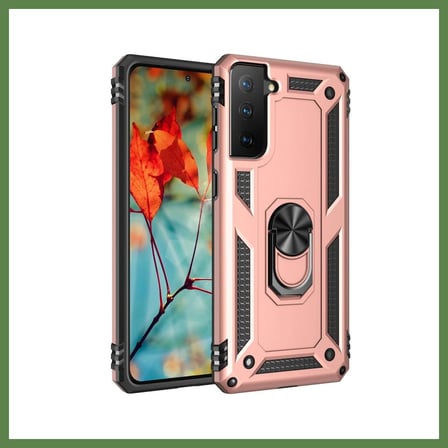 HOBİBAHÇEM Samsung Galaxy S21 Kılıf Sofya Yüzüklü Silikon Kapak - Rose HB006