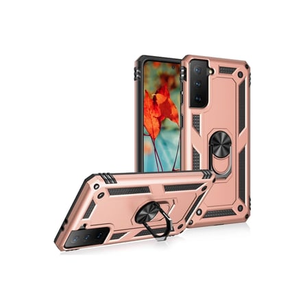 HOBİBAHÇEM Samsung Galaxy S21 Kılıf Sofya Yüzüklü Silikon Kapak - Rose HB006
