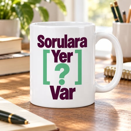 HOBİBAHÇEM Sorulara Yer Var Tasarımlı Porselen Kupa - MODEL 474 HB006