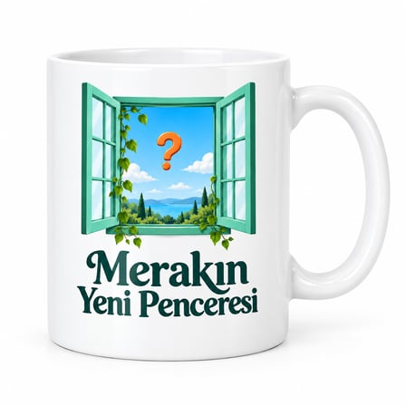 HOBİBAHÇEM Merakın Yeni Penceresi Tasarımlı Porselen Kupa - MODEL 577 HB006
