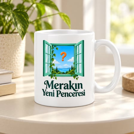 HOBİBAHÇEM Merakın Yeni Penceresi Tasarımlı Porselen Kupa - MODEL 577 HB006