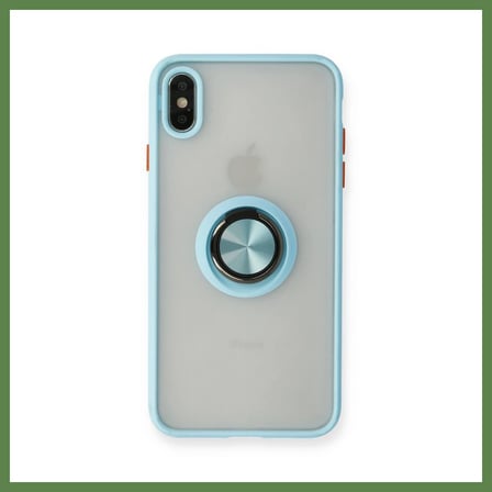 HOBİBAHÇEM iPhone X Kılıf Montreal Yüzüklü Silikon Kapak - Buz Mavi HB006