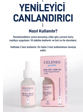 HOBİBAHÇEM Celenes Cilt Tonu Eşitleyici ve Canlandırıcı Rena AHA + BHA Serum - Arctic Chaga Mushroom 30 ml HB006