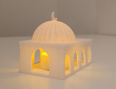 HOBİBAHÇEM Cami Formlu Tealight Mumluk Dekoratif Mum Tutucu Ramazan Süsü HB006