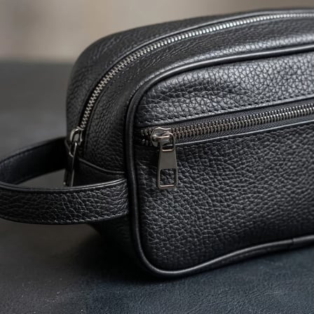 HOBİBAHÇEM Erkek Siyah Deri El Çantası Çift Fermuarlı El Tutmalı 20x13 cm Günlük Seyahat Organizer Çanta HB006