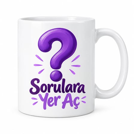 HOBİBAHÇEM Sorulara Yer Aç Tasarımlı Porselen Kupa - MODEL 578 HB006