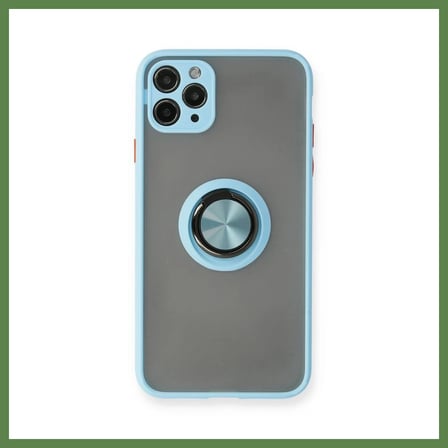 HOBİBAHÇEM iPhone 11 Pro Kılıf Montreal Yüzüklü Silikon Kapak - Buz Mavi HB006