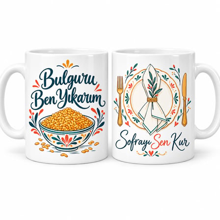 HOBİBAHÇEM Birlikte Sofra 2'li Porselen Kupa Seti - MODEL 642 HB006