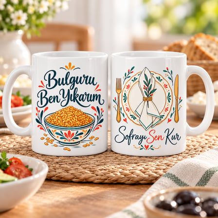 HOBİBAHÇEM Birlikte Sofra 2'li Porselen Kupa Seti - MODEL 642 HB006