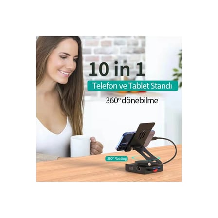 HOBİBAHÇEM Dönüştürücü 10in1 Hub 116 - Gri HB006