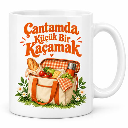 HOBİBAHÇEM Çantamda Küçük Bir Kaçamak Tasarımlı Porselen Kupa - MODEL 515 HB006