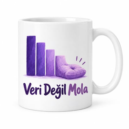 HOBİBAHÇEM Veri Değil Mola Tasarımlı Porselen Kupa - MODEL 582 HB006