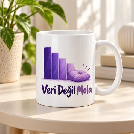 HOBİBAHÇEM Veri Değil Mola Tasarımlı Porselen Kupa - MODEL 582 HB006
