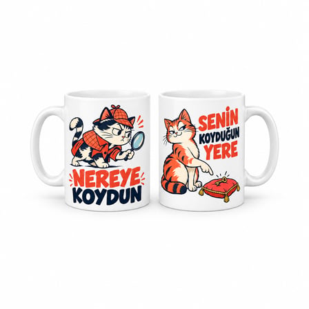 HOBİBAHÇEM Kaybolan Eşya 2'li Porselen Kupa Seti - MODEL 752 HB006
