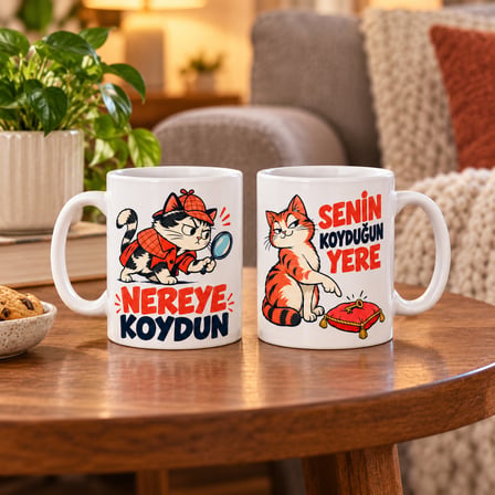 HOBİBAHÇEM Kaybolan Eşya 2'li Porselen Kupa Seti - MODEL 752 HB006