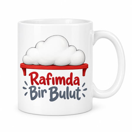 HOBİBAHÇEM Rafımda Bir Bulut Tasarımlı Porselen Kupa - MODEL 586 HB006