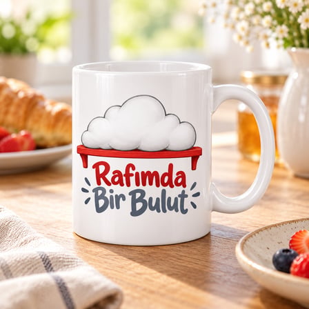 HOBİBAHÇEM Rafımda Bir Bulut Tasarımlı Porselen Kupa - MODEL 586 HB006