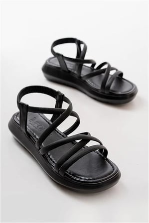 HOBİBAHÇEM Kadın Lastikli Dolgu Topuklu Açık Şehir Sandalet · Renk: Standart · Beden: 36 HB006