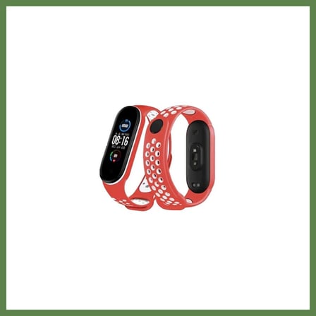 HOBİBAHÇEM Mi Band 4 Spor Delikli Kordon - Kırmızı-Beyaz HB006