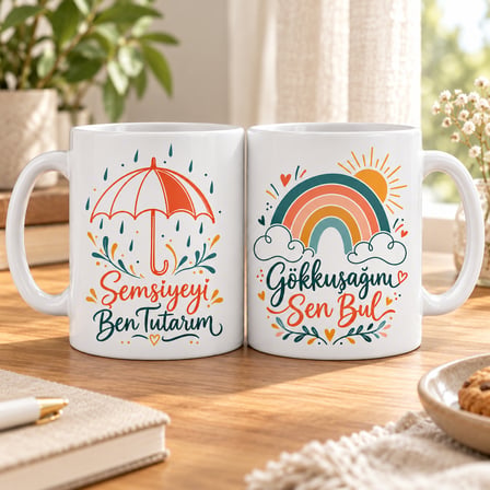 HOBİBAHÇEM Yağmurdan Sonra 2'li Porselen Kupa Seti - MODEL 650 HB006