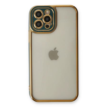 HOBİBAHÇEM iPhone 12 Pro Kılıf Liva Lens Silikon - Yeşil HB006
